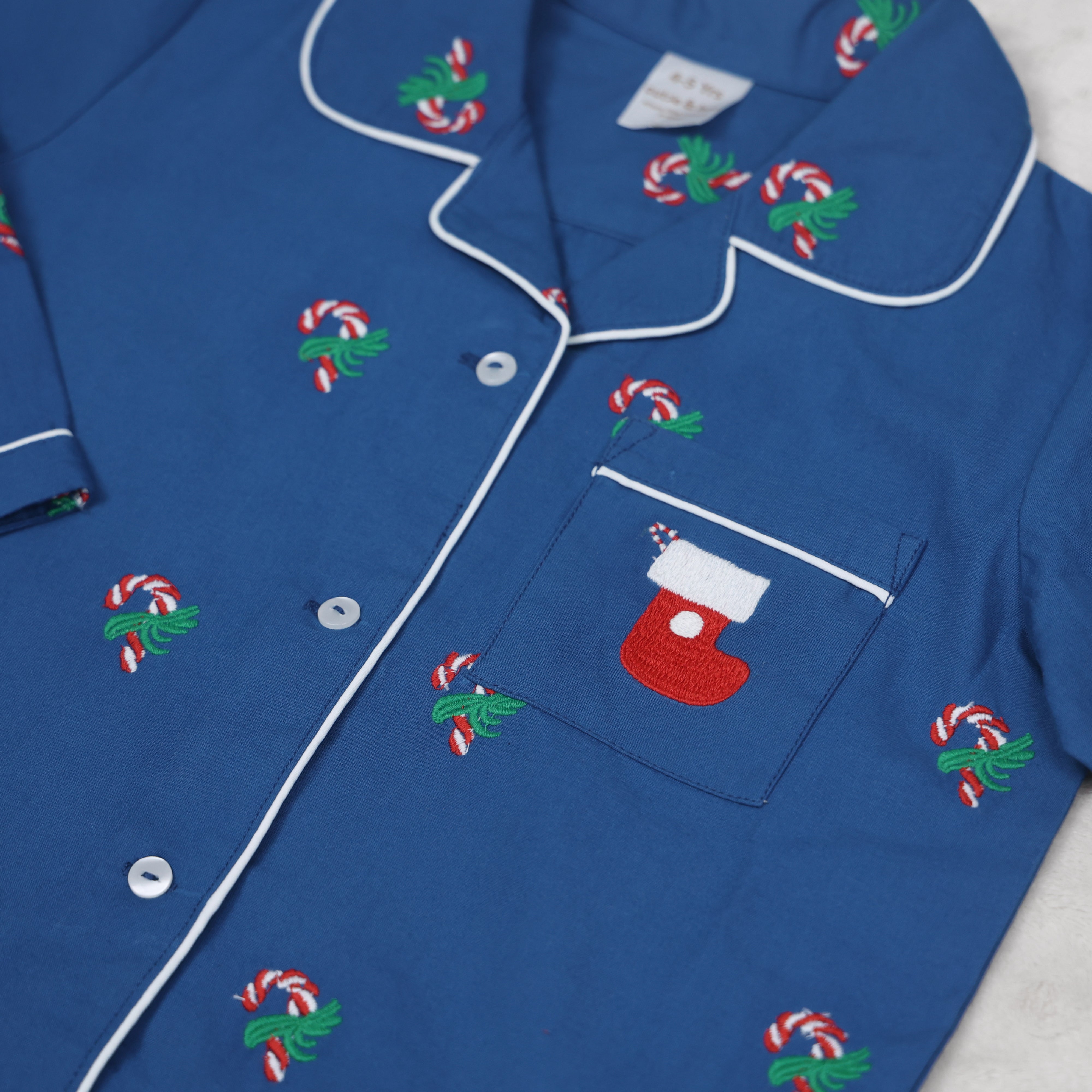 Embroidered Candy Cane Night Suit