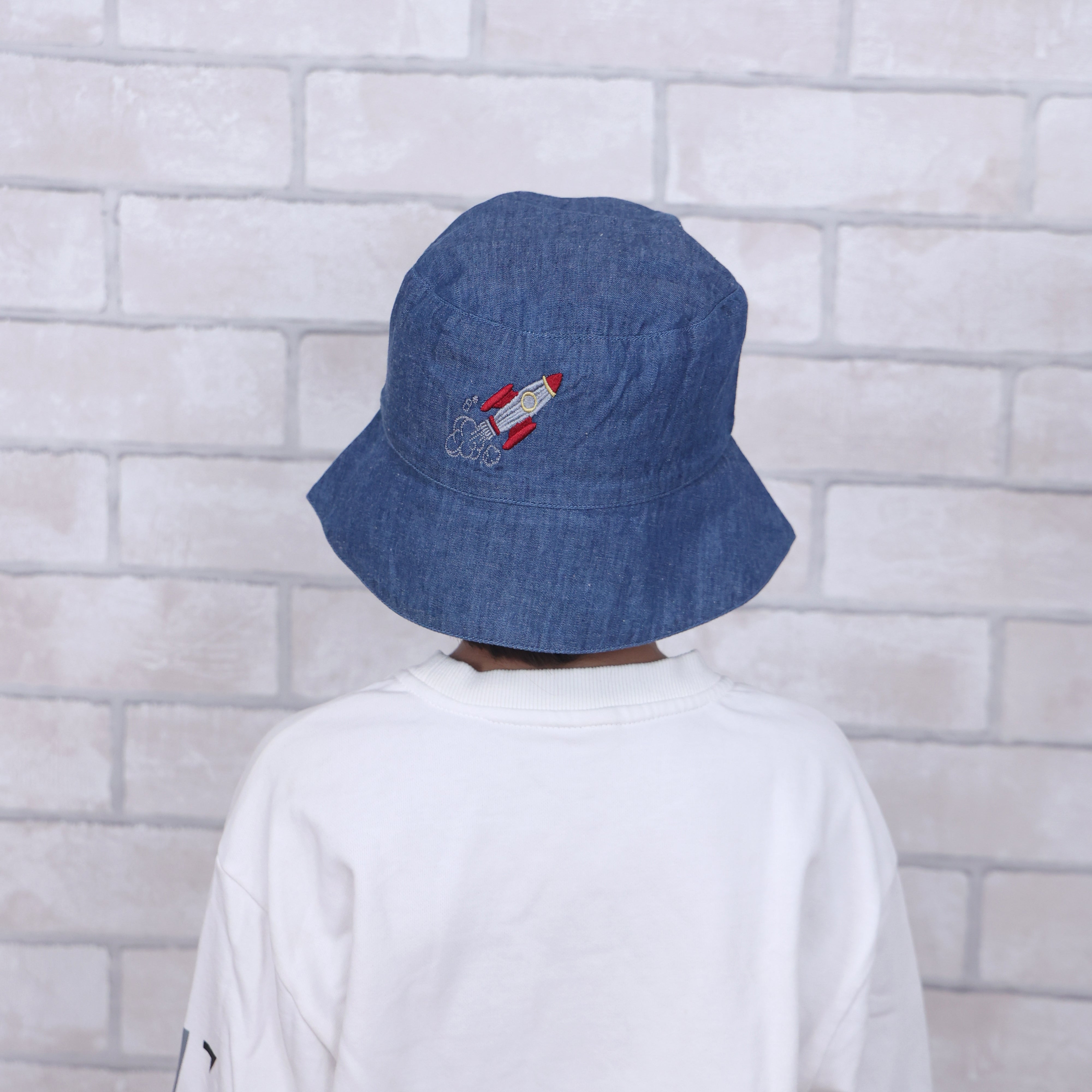 To The Moon And Back Dark Denim Bucket Hat