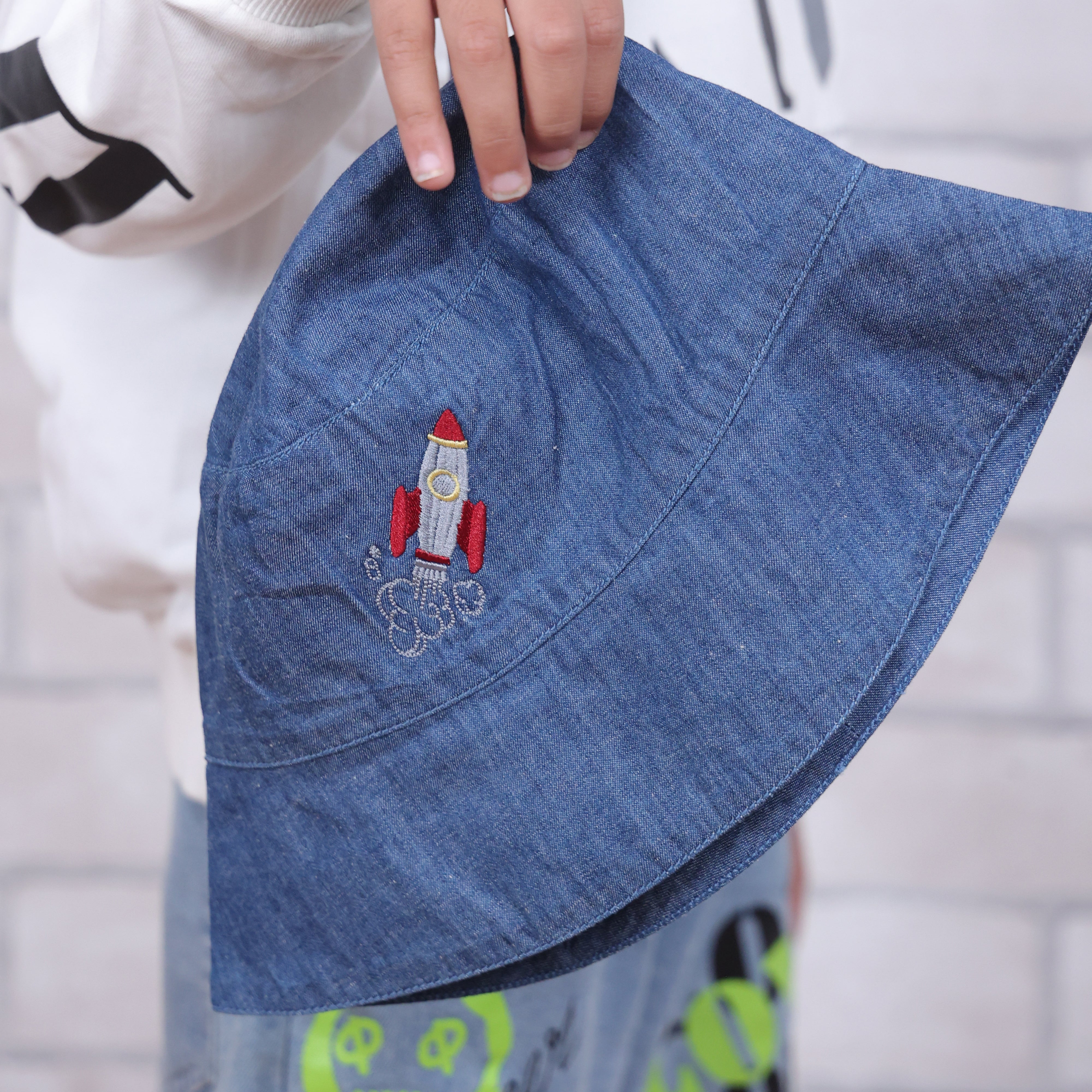 To The Moon And Back Dark Denim Bucket Hat