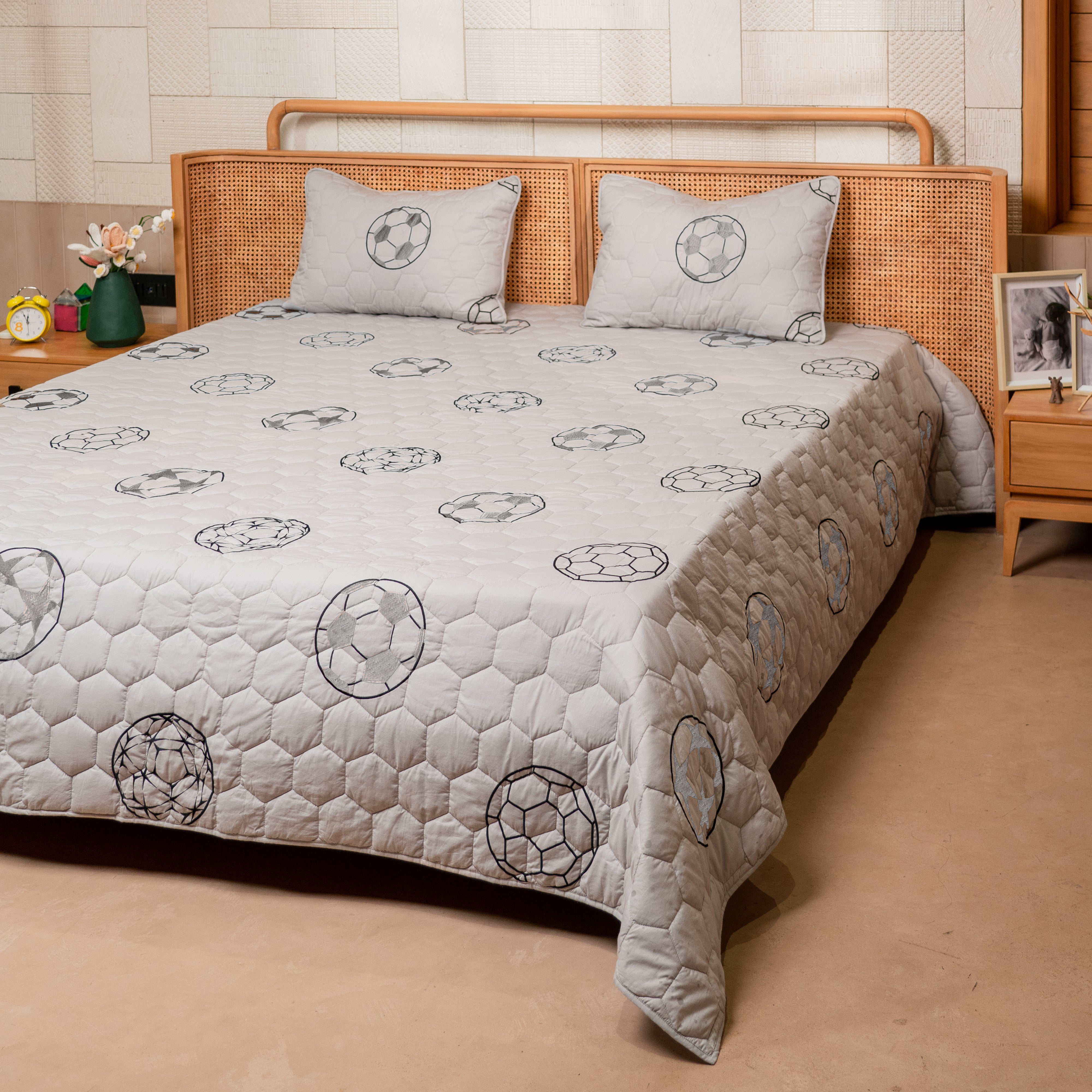 The Game Plan Grey Bedspread Set