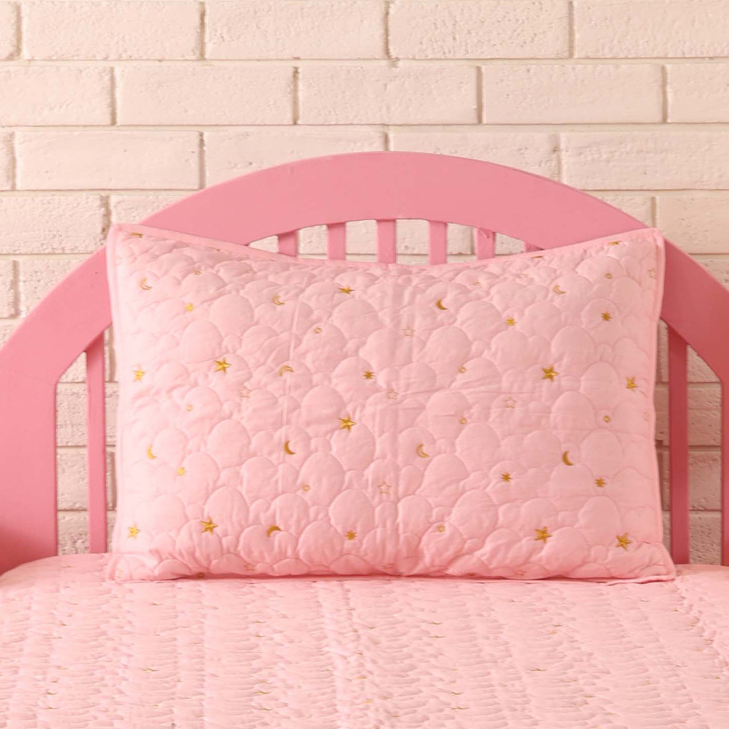 Dream A Little Dream Baby Pink Quilted Pillow Cover