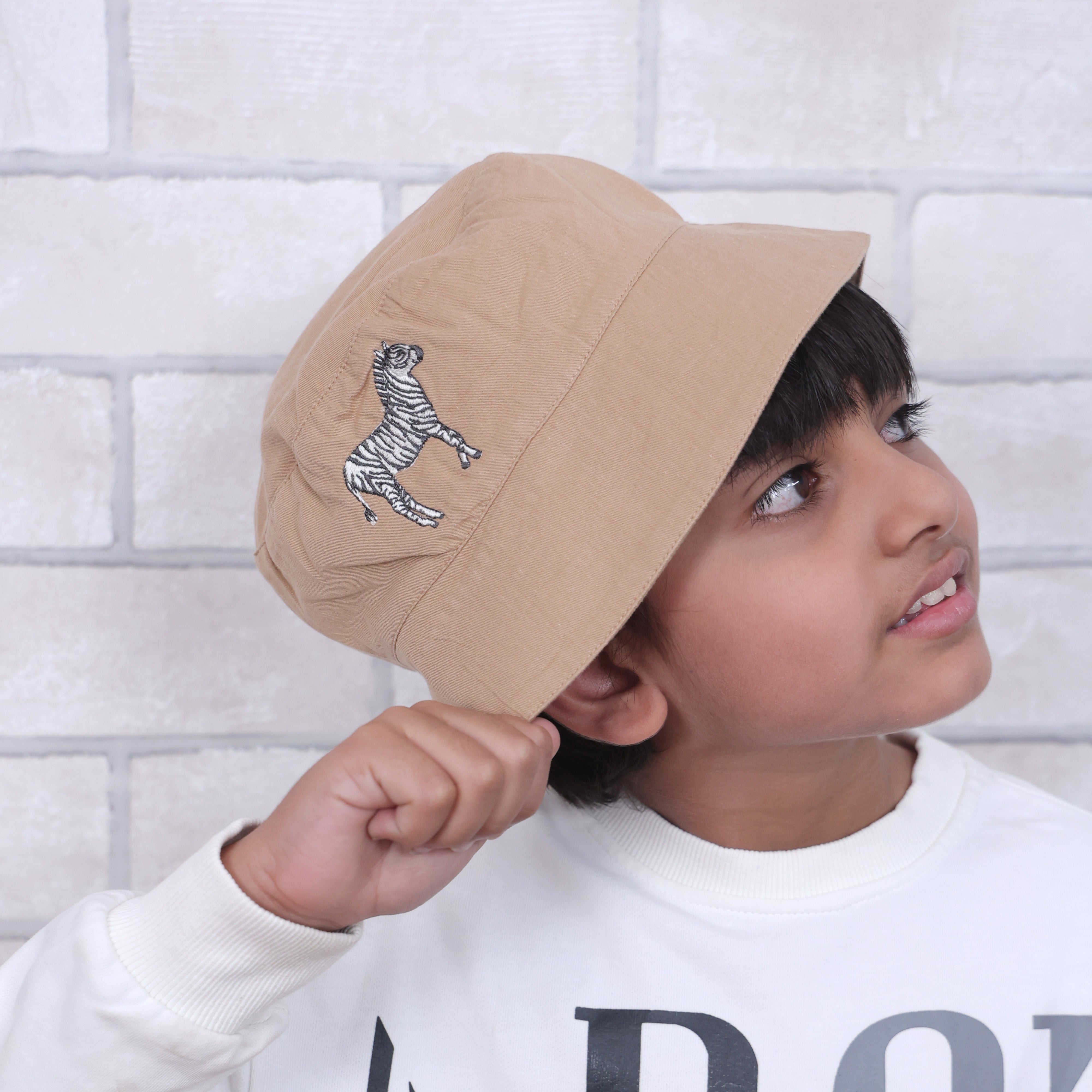 Baby It's A Wild World Brown Cotton Bucket Hat