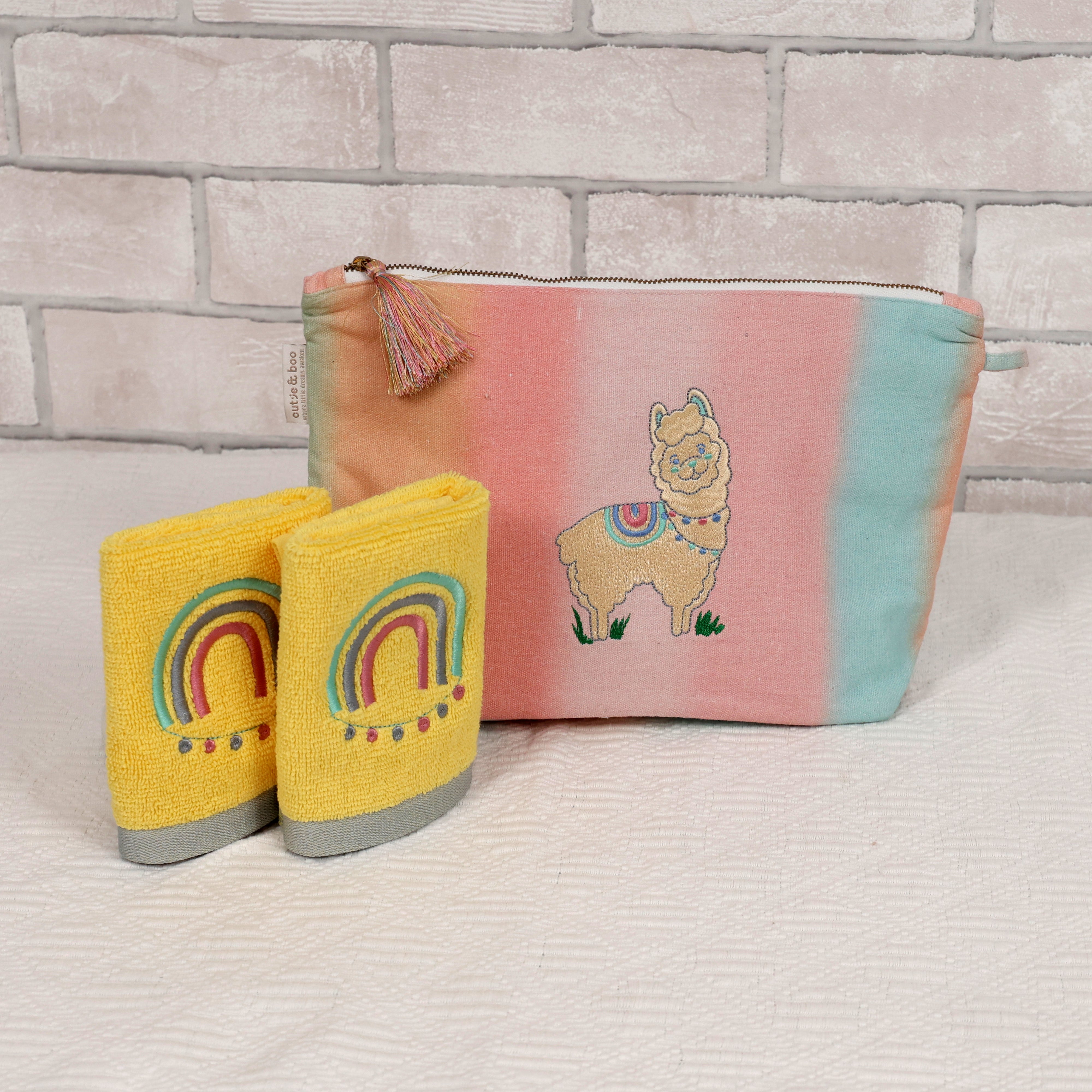 Ooh La Llama - Pouch & Face Towels Bundle