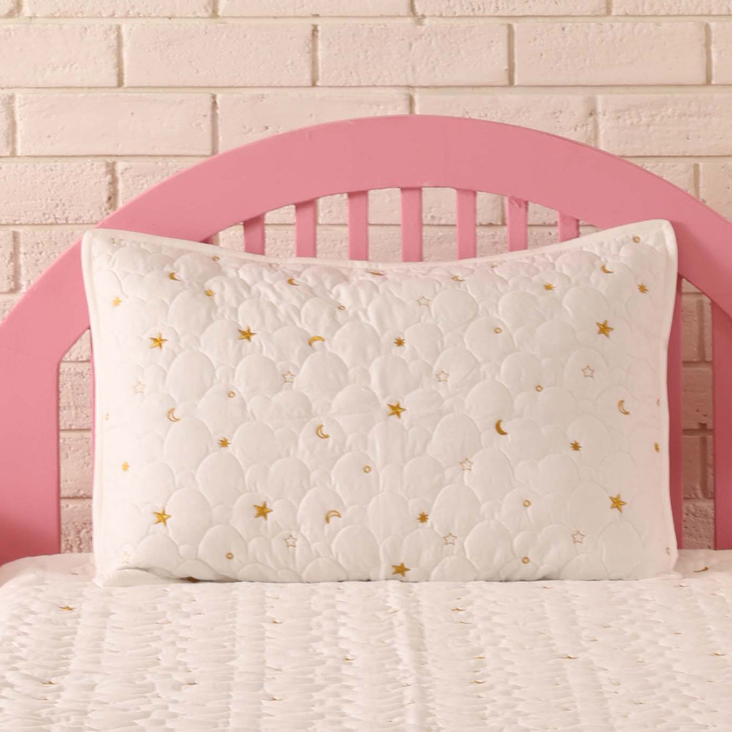 Dream A Little Dream Baby Pearl White Quilted Pillow Cover