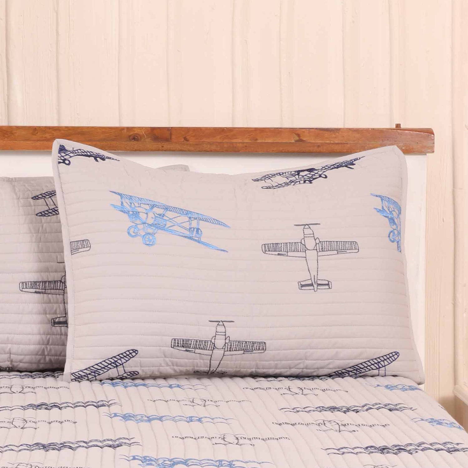 Fly Away With Me Space Grey Quilted Pillow Cover