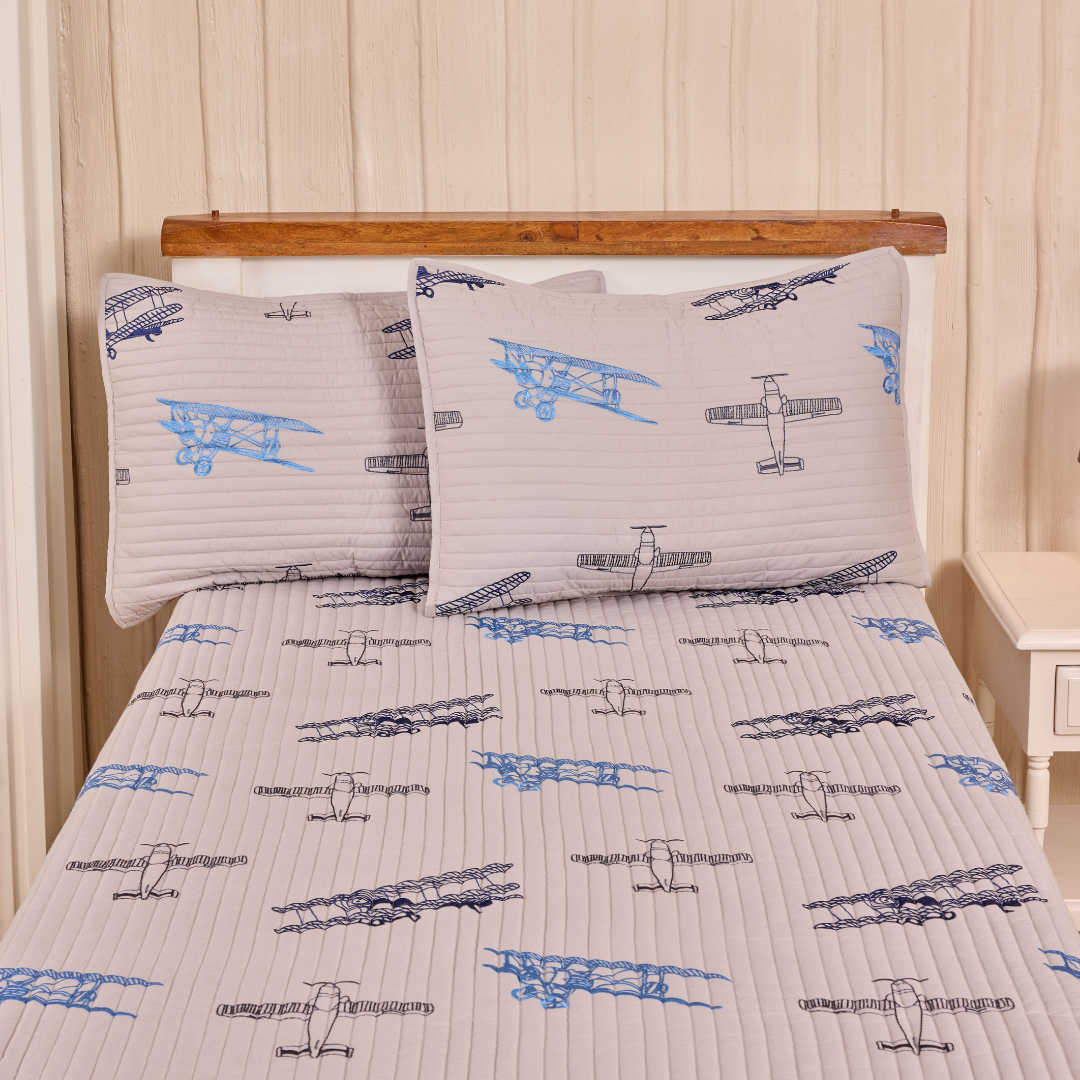 Fly Away With Me Space Grey Bedspread Set